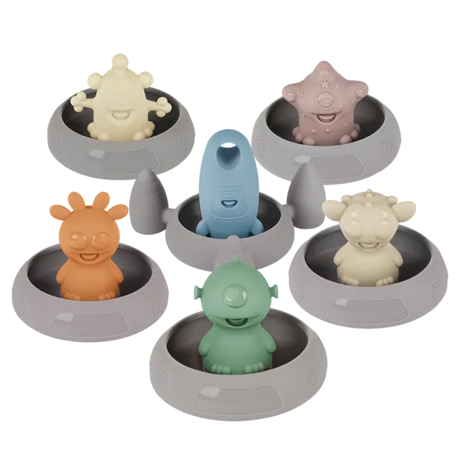 jouets-de-bain-silicone-alien-explorers-haakaa-5-pi-ces-vaisseau image 1