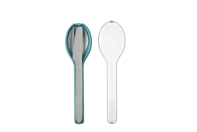 mepal-set-de-couverts-ellipse-3-pi-ces-avec-tui-nordic-green-acier-inoxydable image 1