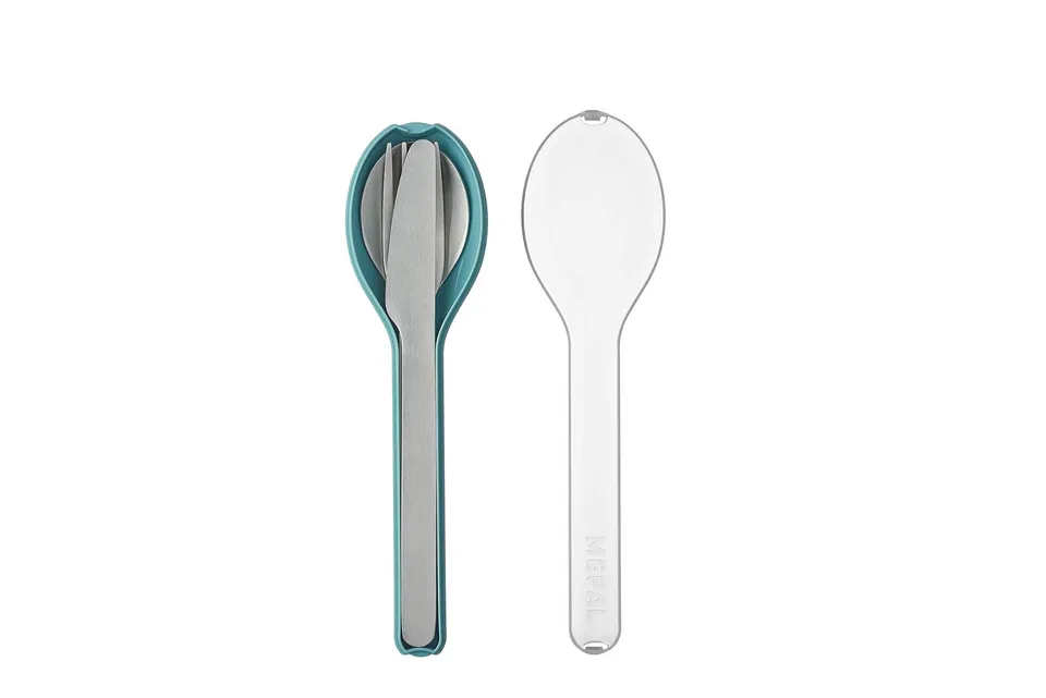 mepal-set-de-couverts-ellipse-3-pi-ces-avec-tui-nordic-green-acier-inoxydable image 1