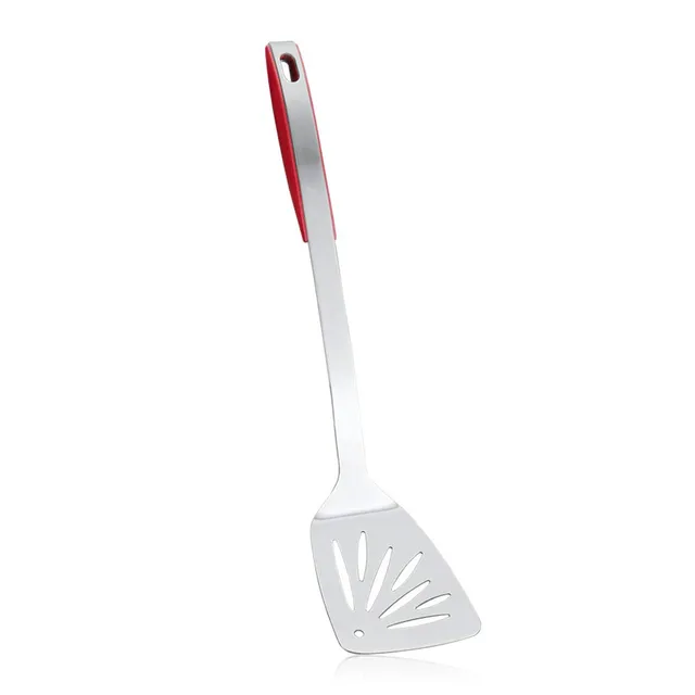 metaltex-design-plus-spatule-fente-inox-avec-manche-rouge image 1