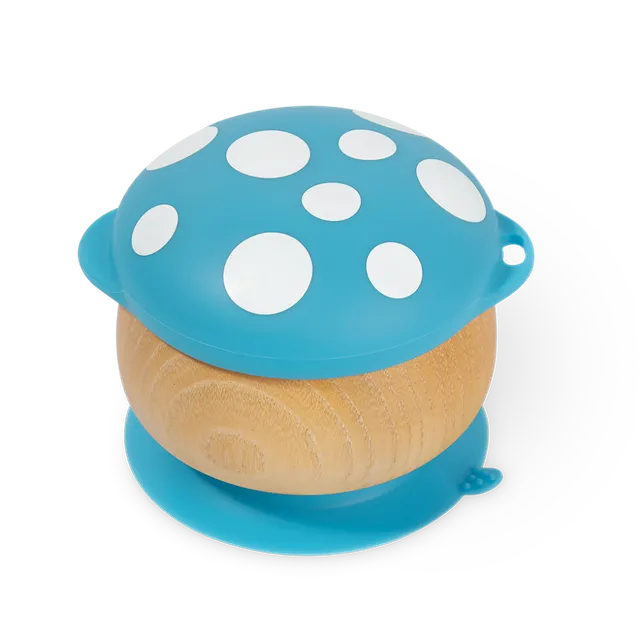 haakaa-bol-en-bois-champignon-avec-ventouse-et-couvercle-en-silicone image 1