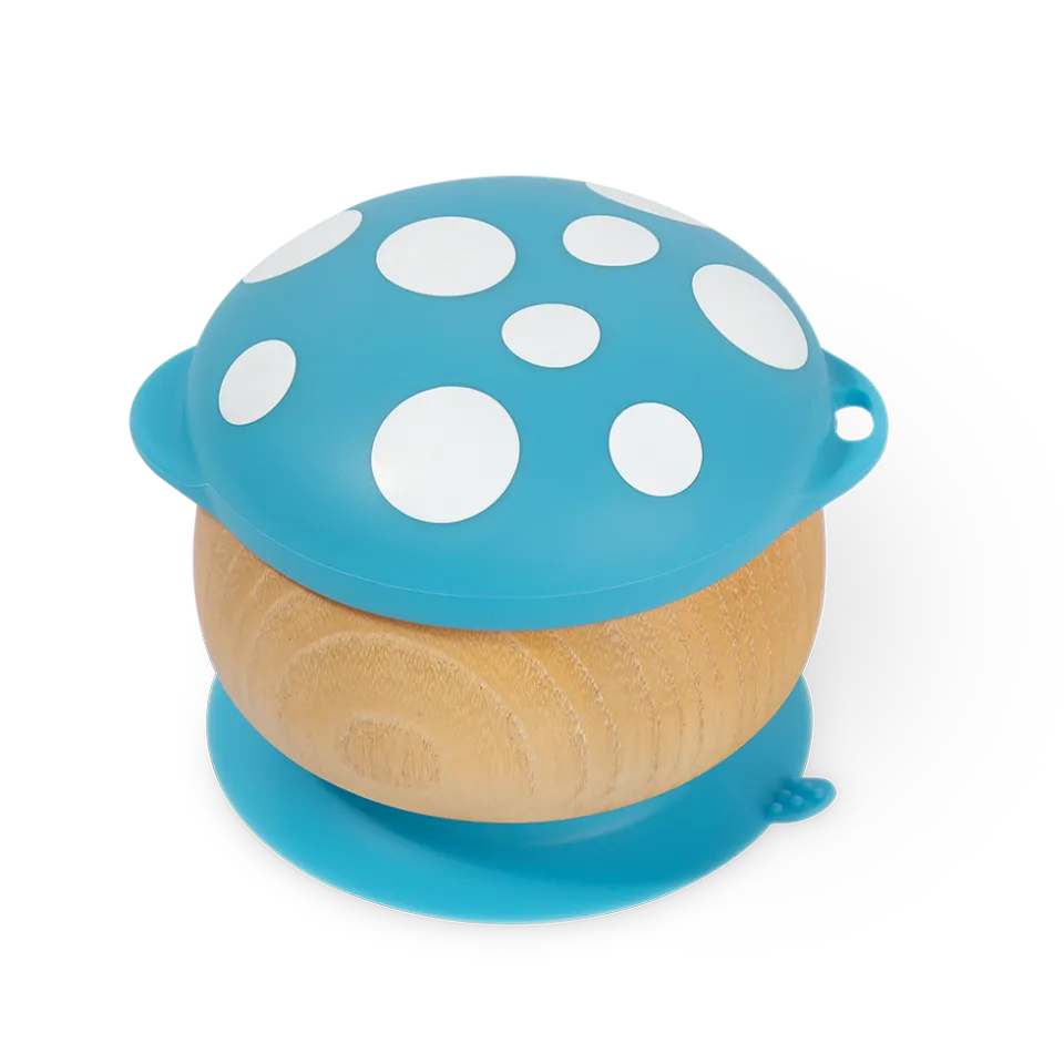 haakaa-bol-en-bois-champignon-avec-ventouse-et-couvercle-en-silicone image 1