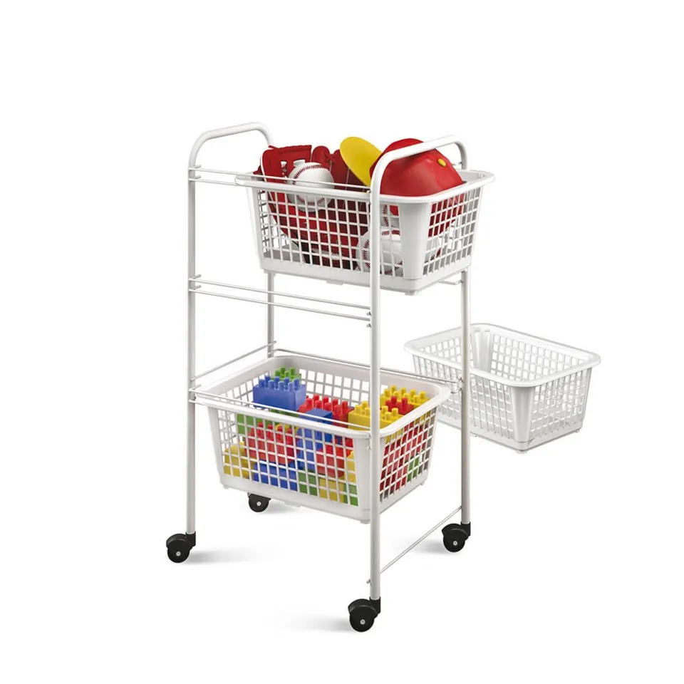 metaltex-san-diego-chariot-de-rangement-roulettes-3-paniers-amovibles-blanc image 1