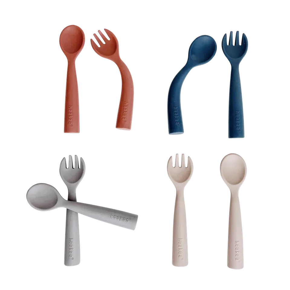haakaa-set-de-couverts-souples-bendy-cuill-re-et-fourchette-en-silicone-alimenta image 1