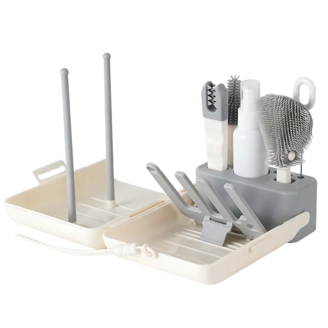 kit-de-brosses-pour-biberons-et-accessoires-haakaa-clean-dry-cr-me-et-ardoise image 1