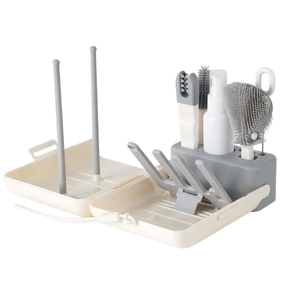 kit-de-brosses-pour-biberons-et-accessoires-haakaa-clean-dry-cr-me-et-ardoise image 1