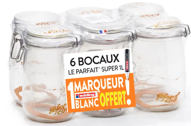 lot-promo-le-parfait-6-bocaux-super-1-l-1-marqueur-blanc-offert image 1