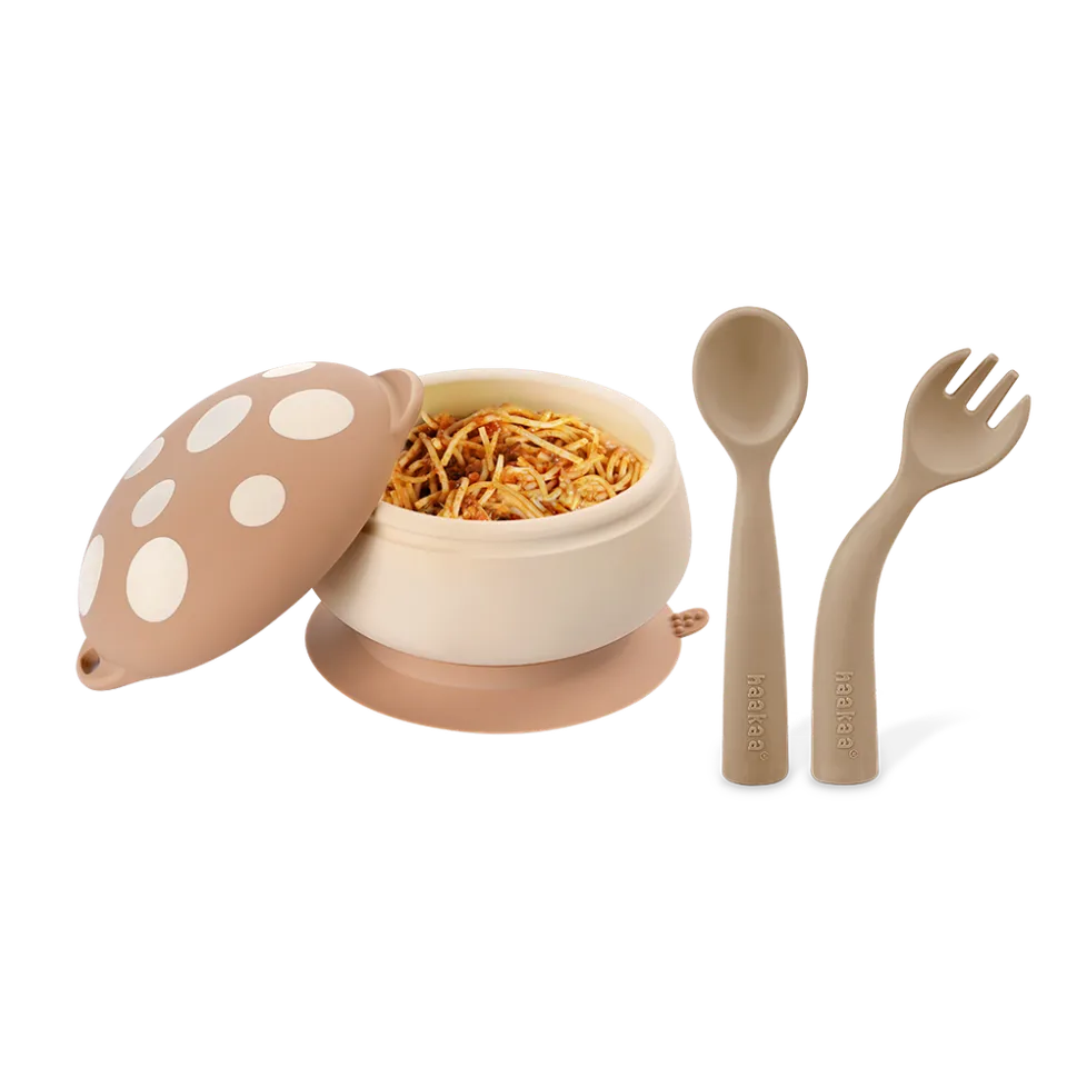 bol-champignon-en-silicone-et-couverts-souples-haakaa image 1