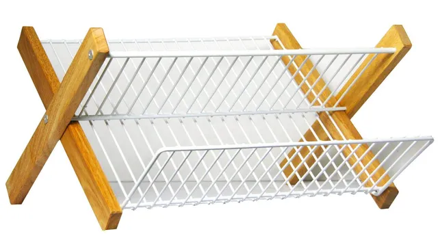 metaltex-lilly-gouttoir-vaisselle-pliable-double-niveau-bois-et-m-tal-42-x-37-x- image 1