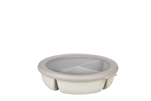 mepal-cirqula-bol-bento-rond-3-compartiments-1000-ml-nordic-white-avec-couvercle image 1