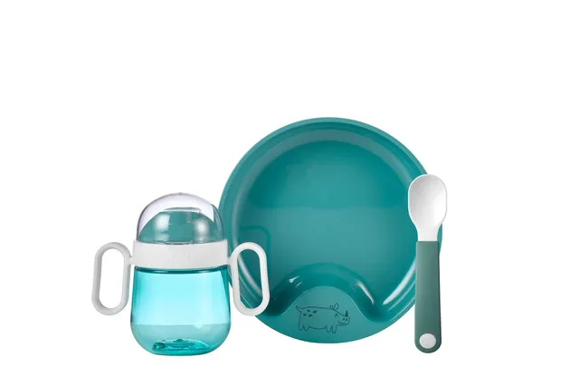 mepal-set-repas-b-b-3-pi-ces-mio-tasse-bec-assiette-cuill-re-deep-turquoise image 1
