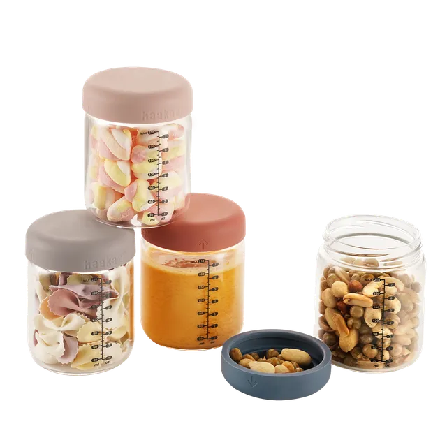 haakaa-lot-de-4-bocaux-en-verre-scell-s-avec-couvercles-silicone-210-ml image 1