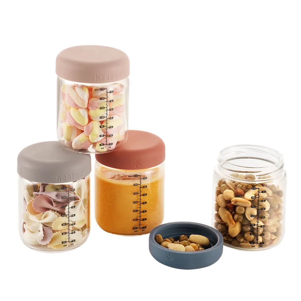 haakaa-lot-de-4-bocaux-en-verre-scell-s-avec-couvercles-silicone-210-ml image 1