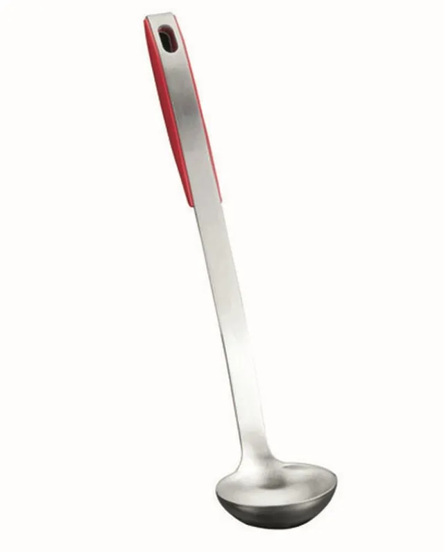 metaltex-design-plus-louche-sauce-en-acier-inoxydable-manche-rouge image 1