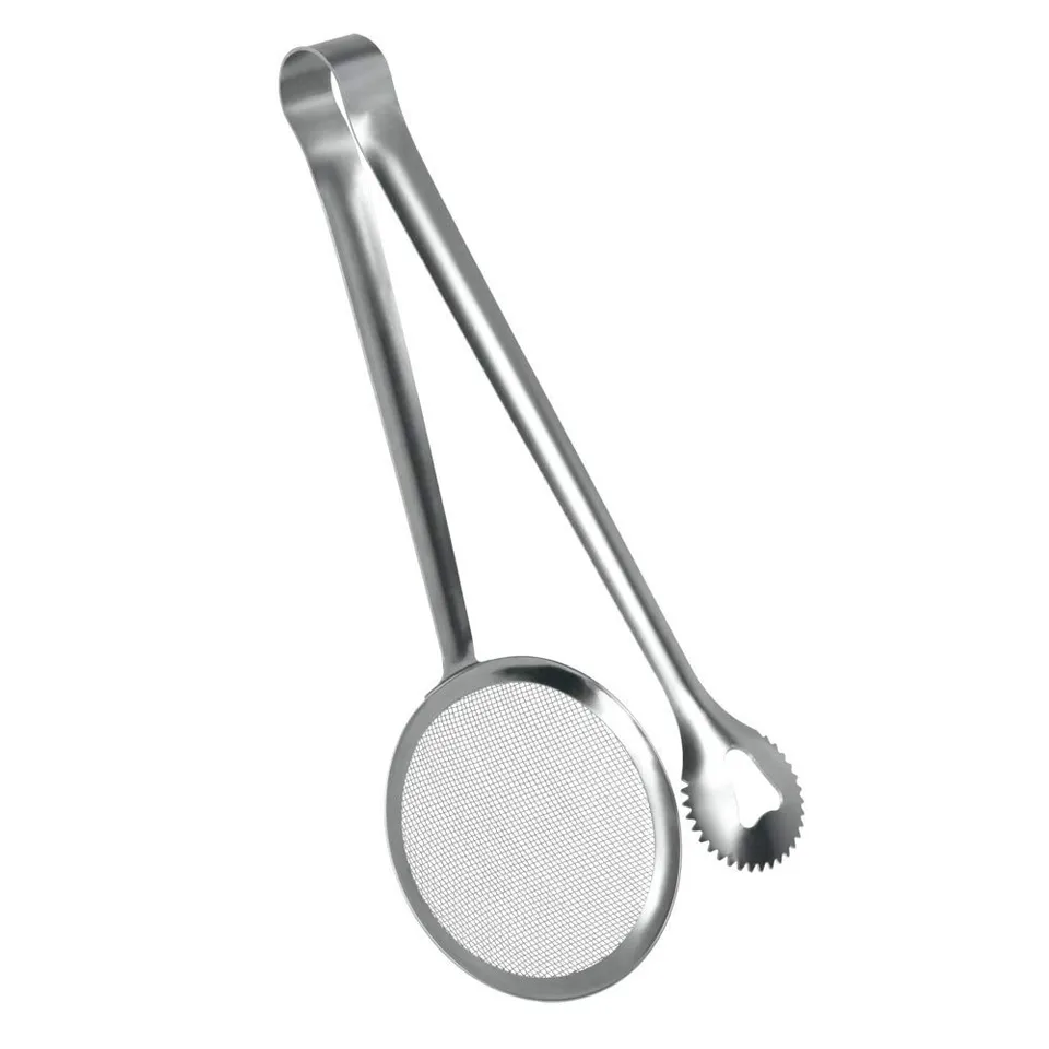 metaltex-pince-frire-inox-28-cm-3-en-1-avec-gouttoir image 1