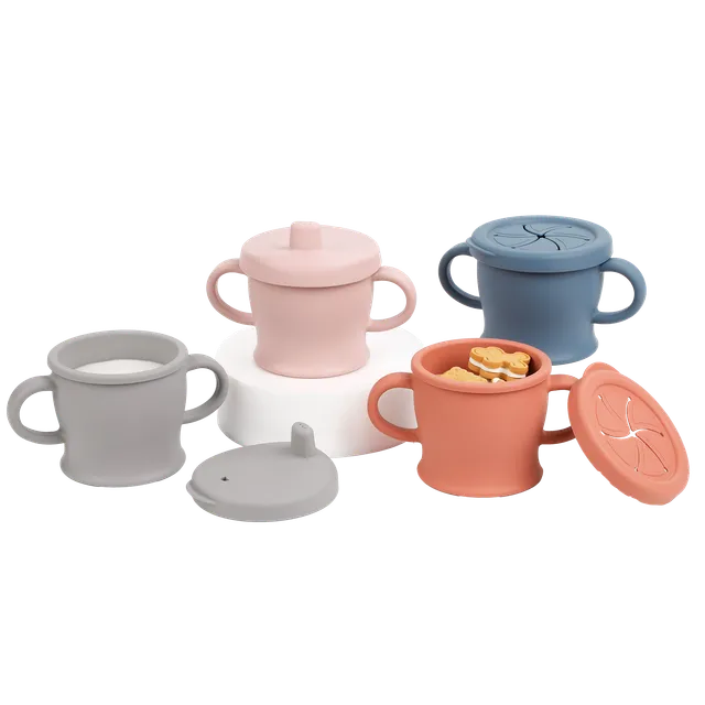 tasse-sip-n-snack-en-silicone-haakaa-avec-couvercles-pour-boire-et-go-ter image 1