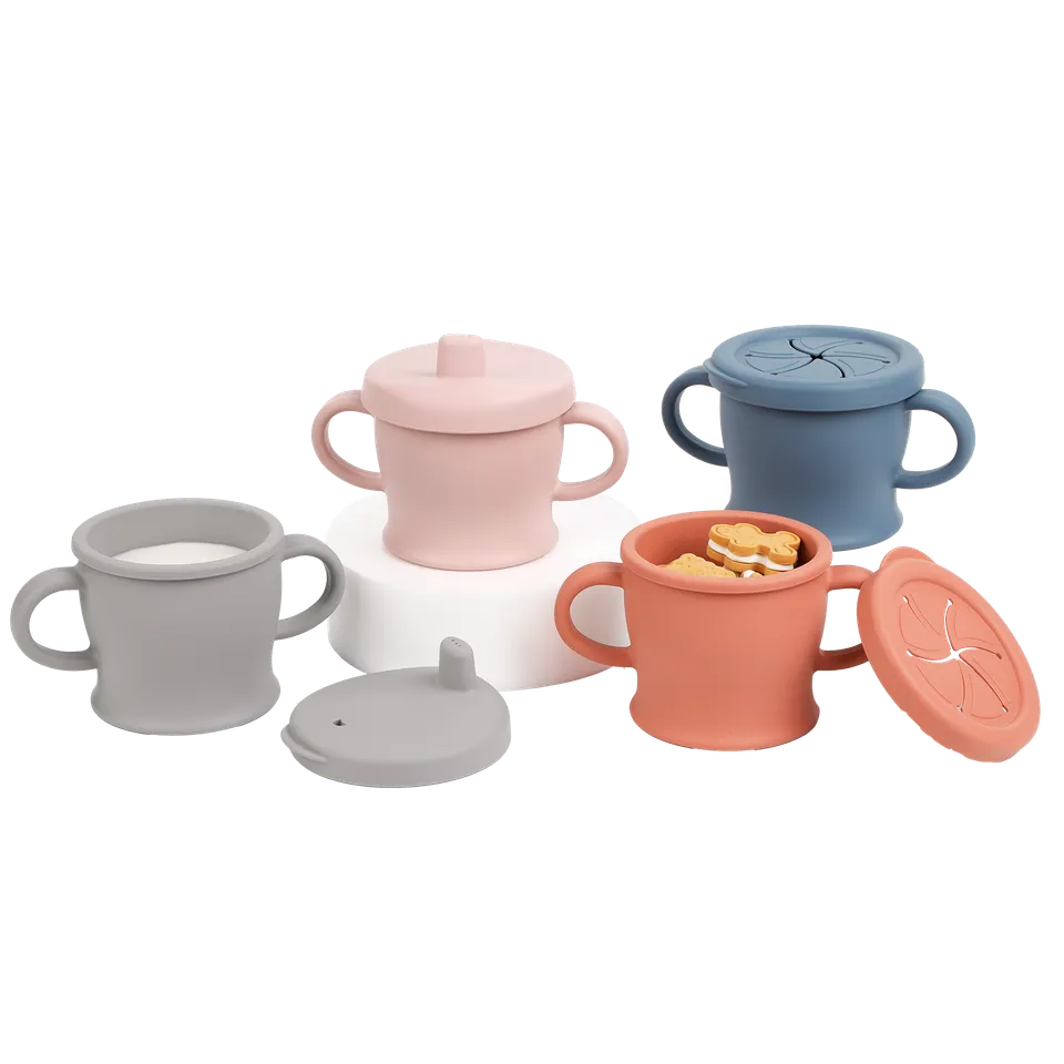 tasse-sip-n-snack-en-silicone-haakaa-avec-couvercles-pour-boire-et-go-ter image 1
