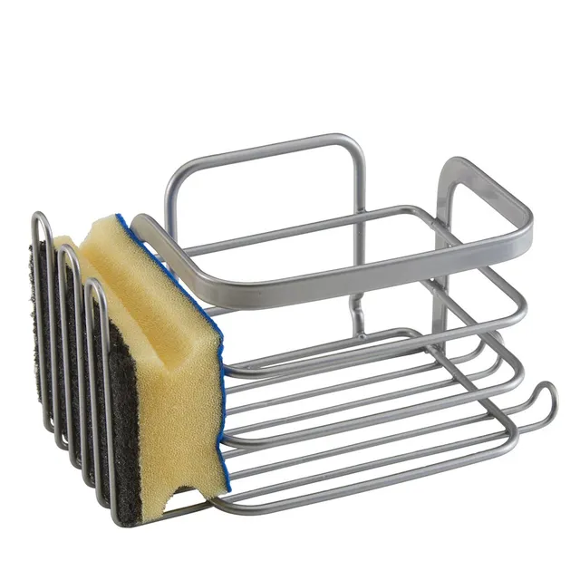metaltex-eureka-panier-porte-ponge-avec-support-adh-sif-gris-17-x-11-x-9-cm image 1