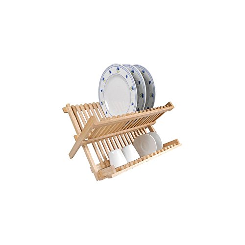 metaltex-gouttoir-vaisselle-en-bois-pliable-2-niveaux-avec-bac-d-gouttage image 2
