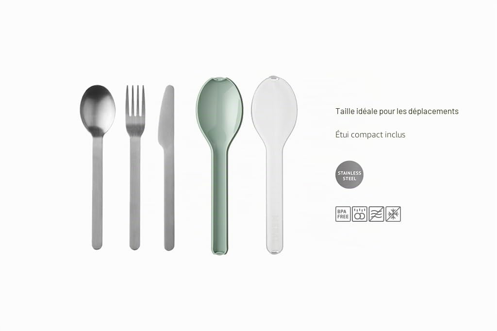 mepal-set-de-couverts-ellipse-3-pi-ces-avec-tui-nordic-green-acier-inoxydable image 3