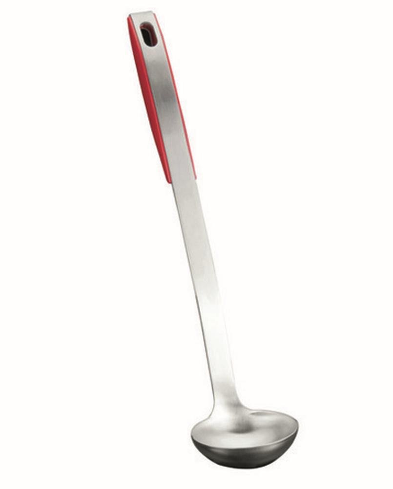 metaltex-design-plus-louche-sauce-en-acier-inoxydable-manche-rouge image 1