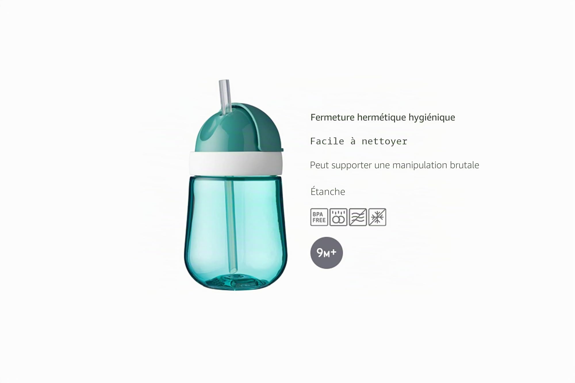 mepal-gobelet-paille-mio-pour-b-b-300-ml-deep-turquoise-tanche-et-sans-bpa image 2