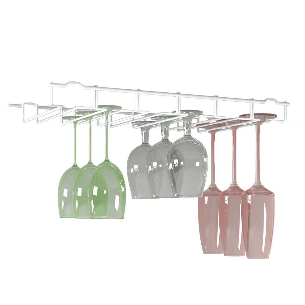 metaltex-porte-18-verres-pied-fl-te-rangement-mural-suspendu-fil-plastifi-blanc image 1