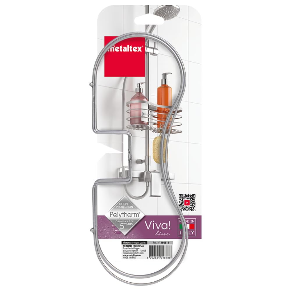 metaltex-porte-accessoires-de-douche-silver-fixation-sans-per-age-polytherm image 3