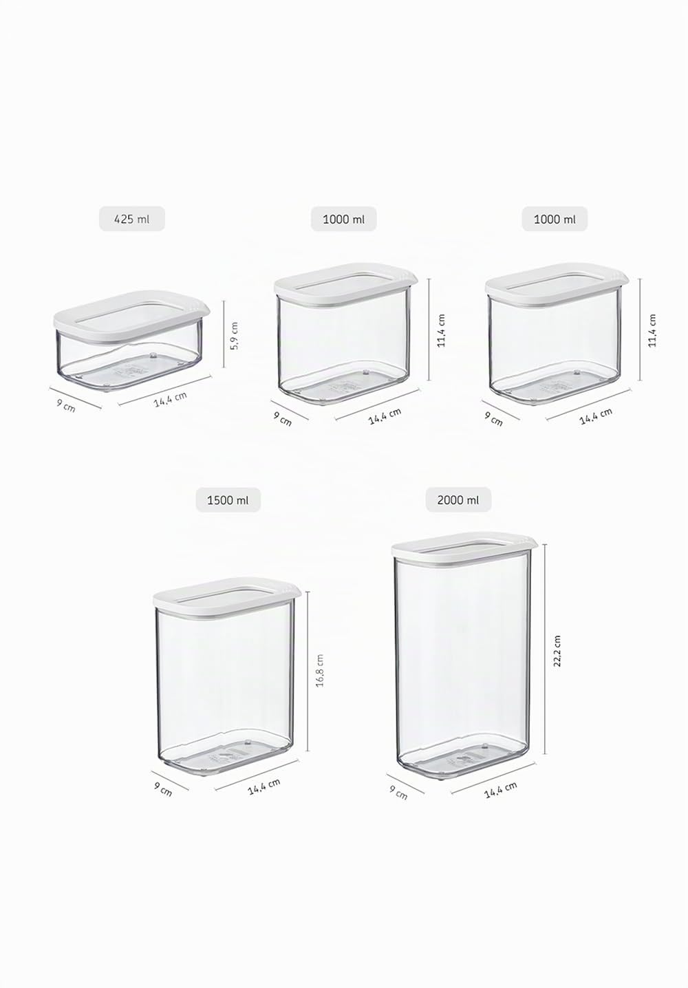 mepal-modula-ensemble-de-5-bo-tes-de-rangement-empilables-2000-ml-1500-ml-2x1000 image 3