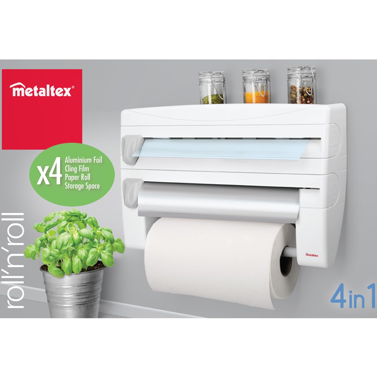 metaltex-roll-n-roll-distributeur-d-essuie-tout-4-en-1-blanc-avec-2-lames image 5
