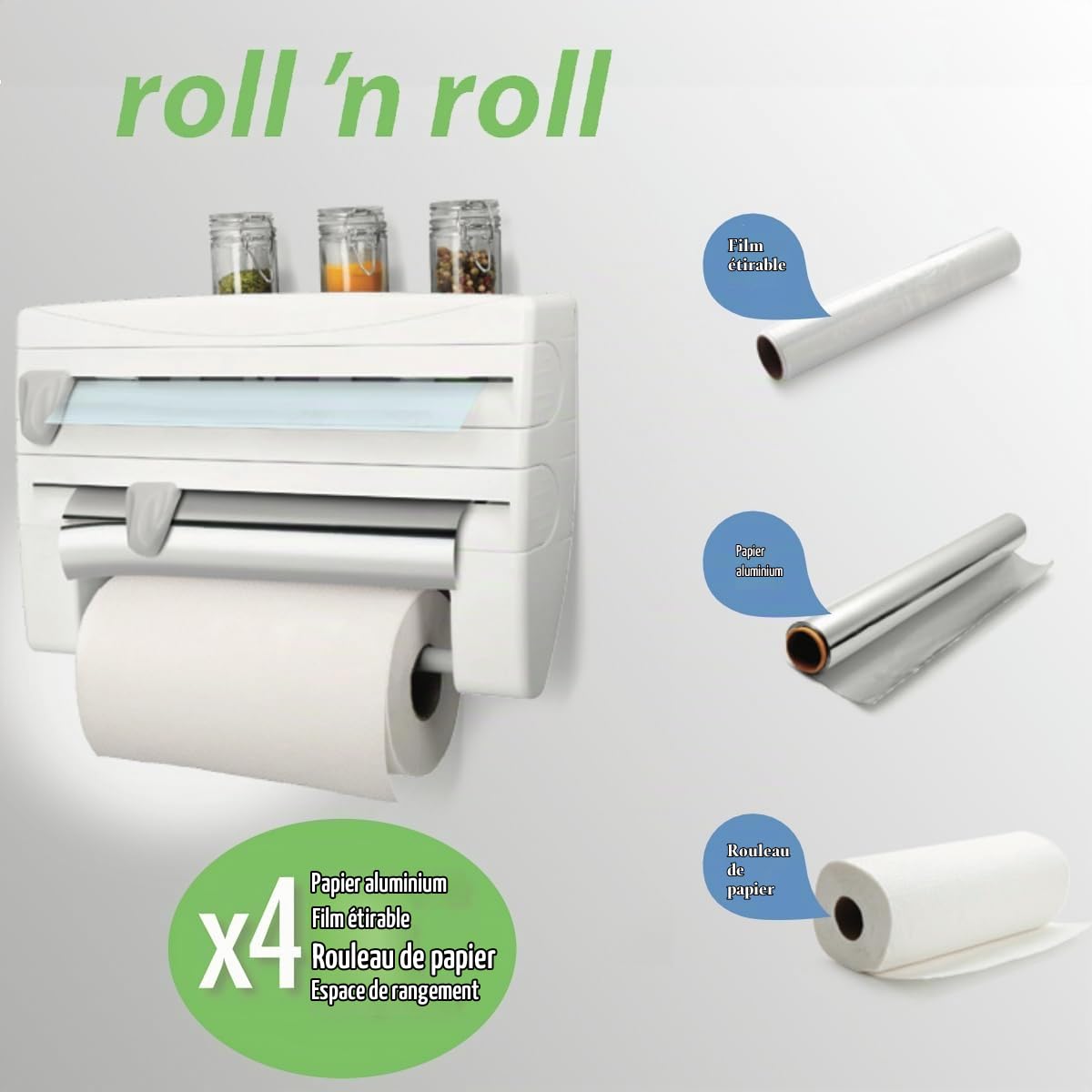 metaltex-roll-n-roll-distributeur-d-essuie-tout-4-en-1-blanc-avec-2-lames image 2