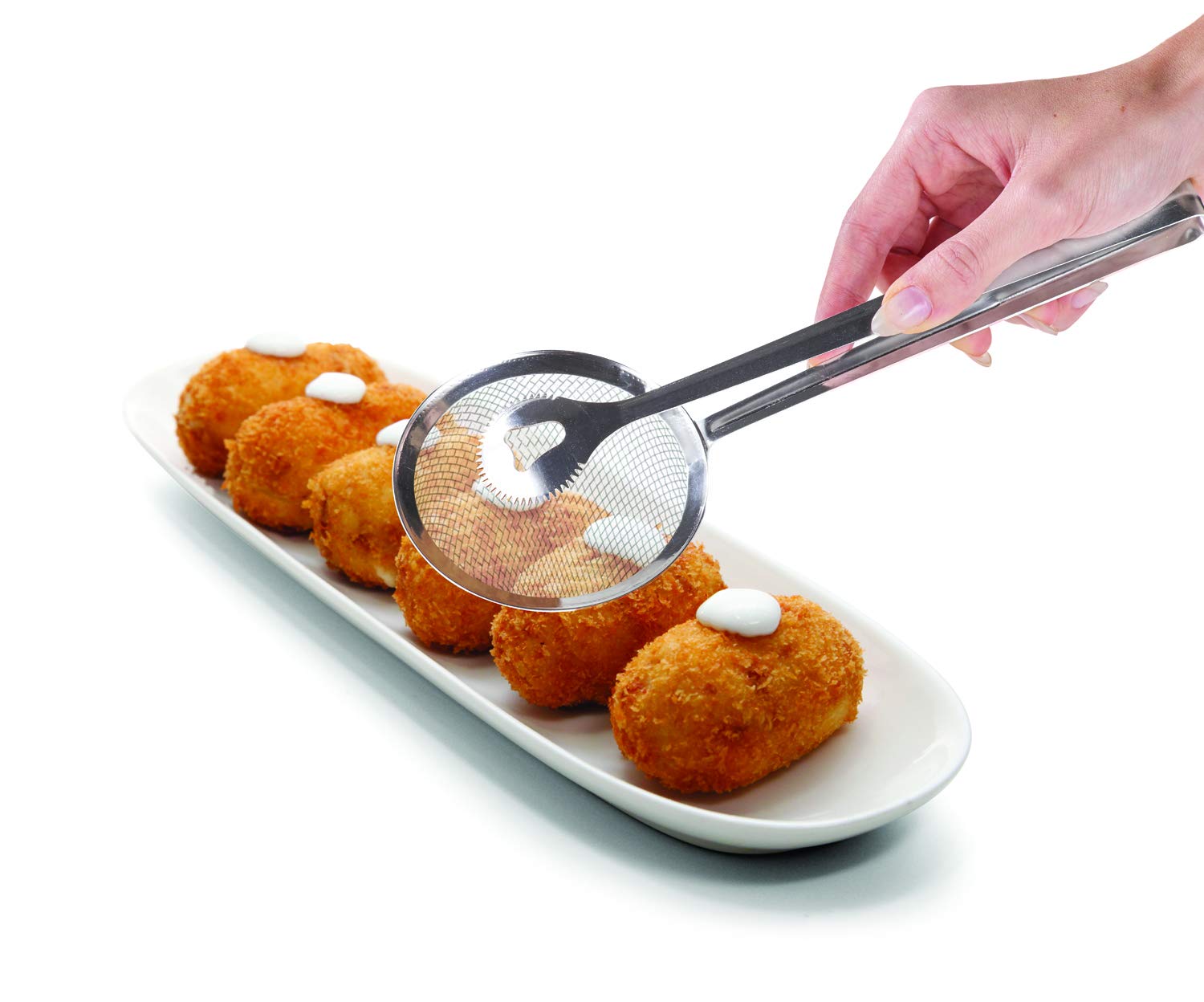 metaltex-pince-frire-inox-28-cm-3-en-1-avec-gouttoir image 3