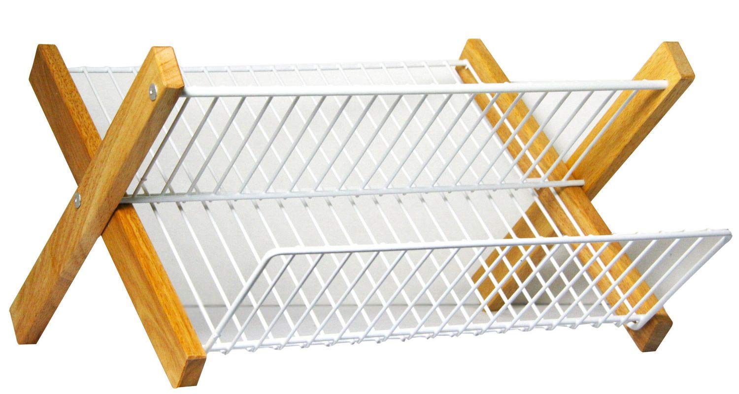 metaltex-lilly-gouttoir-vaisselle-pliable-double-niveau-bois-et-m-tal-42-x-37-x- image 1