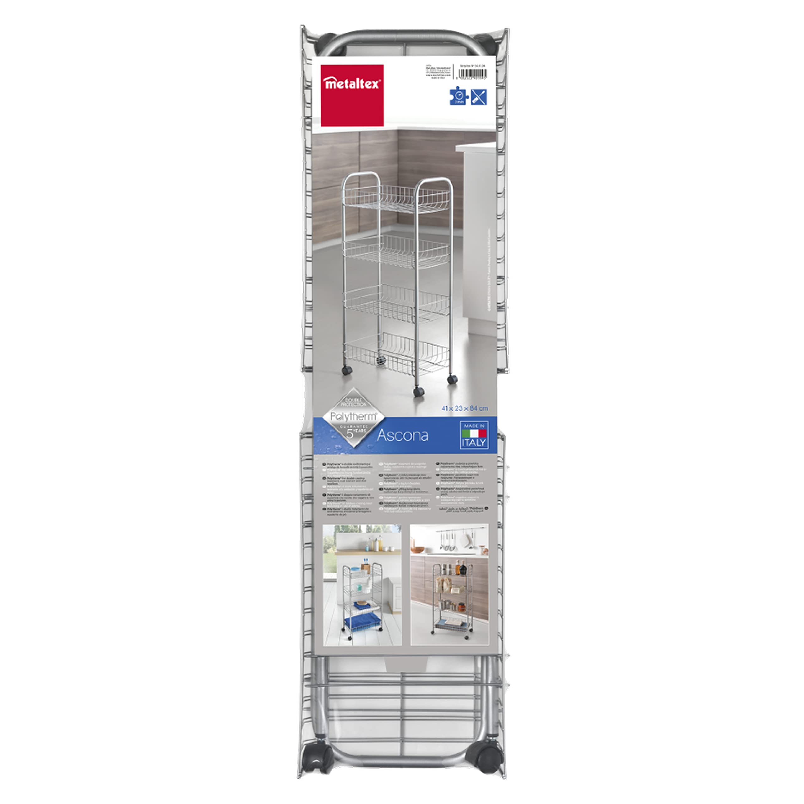 metaltex-ascona-desserte-de-cuisine-4-corbeilles-polytherm-41-x-23-x-84-cm-silve image 2