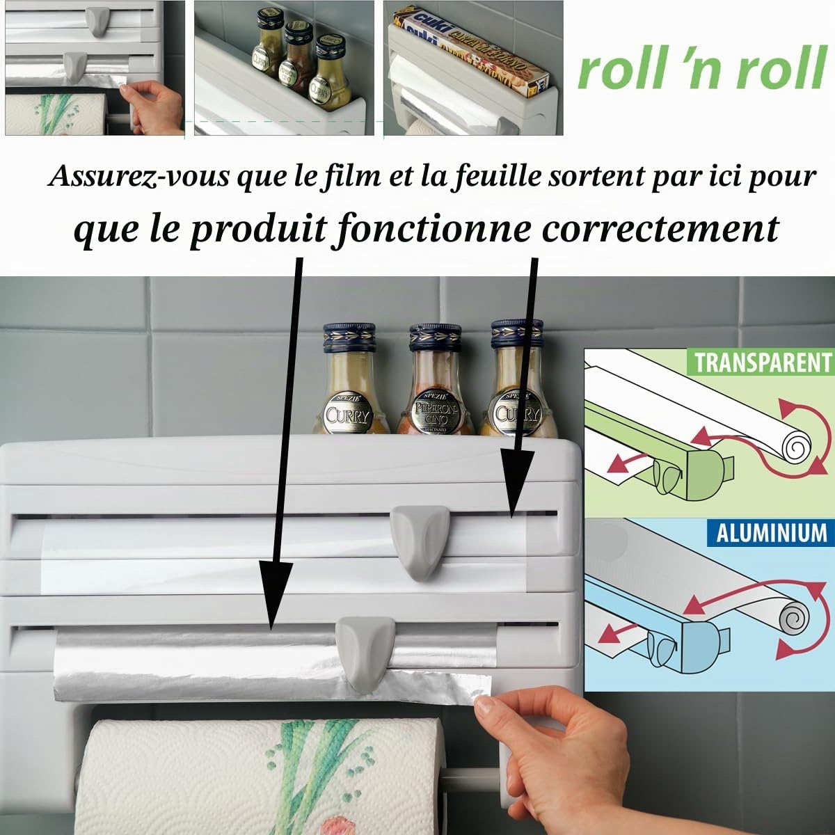 metaltex-roll-n-roll-distributeur-d-essuie-tout-4-en-1-blanc-avec-2-lames image 6