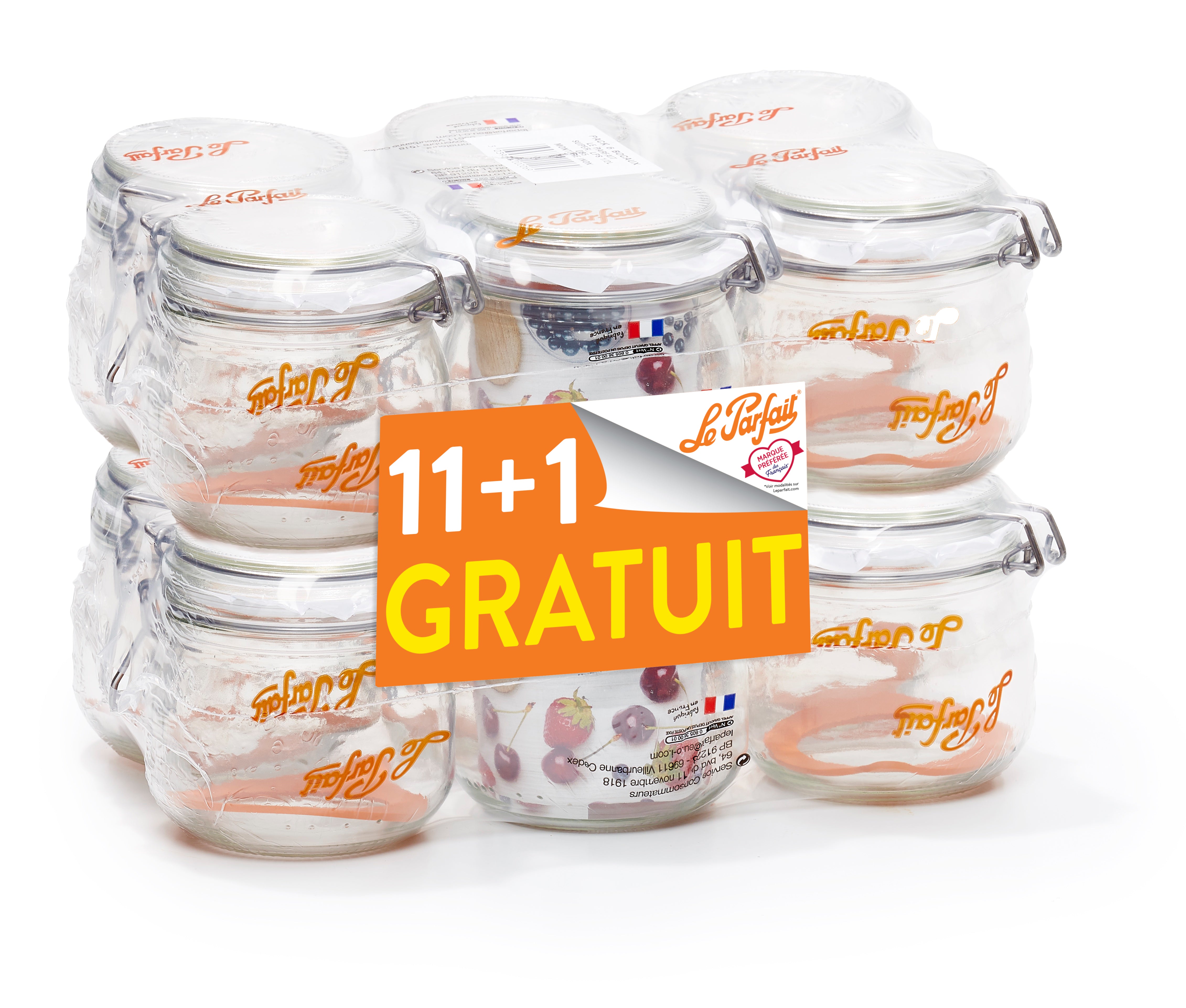 pack-promotionnel-12-bocaux-le-parfait-super-0-5-l-11-1-gratuit-verre-robuste image 1