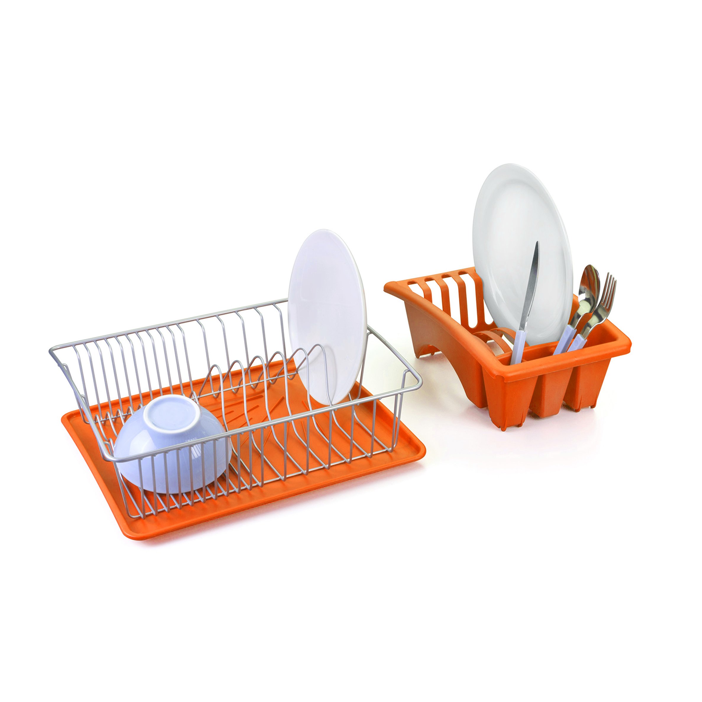 metaltex-aquanet-plus-gouttoir-avec-plateau-et-couverts-mandarine-m-tal-plastifi image 1