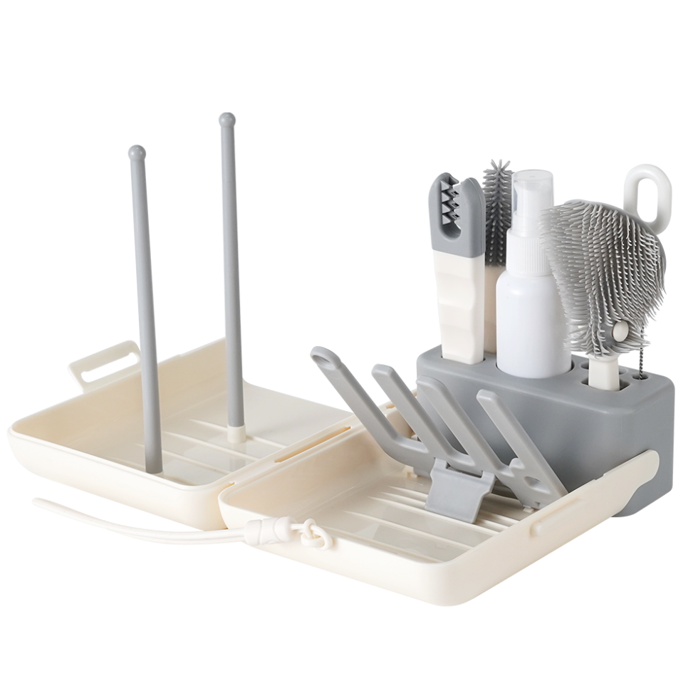 kit-de-brosses-pour-biberons-et-accessoires-haakaa-clean-dry-cr-me-et-ardoise image 1
