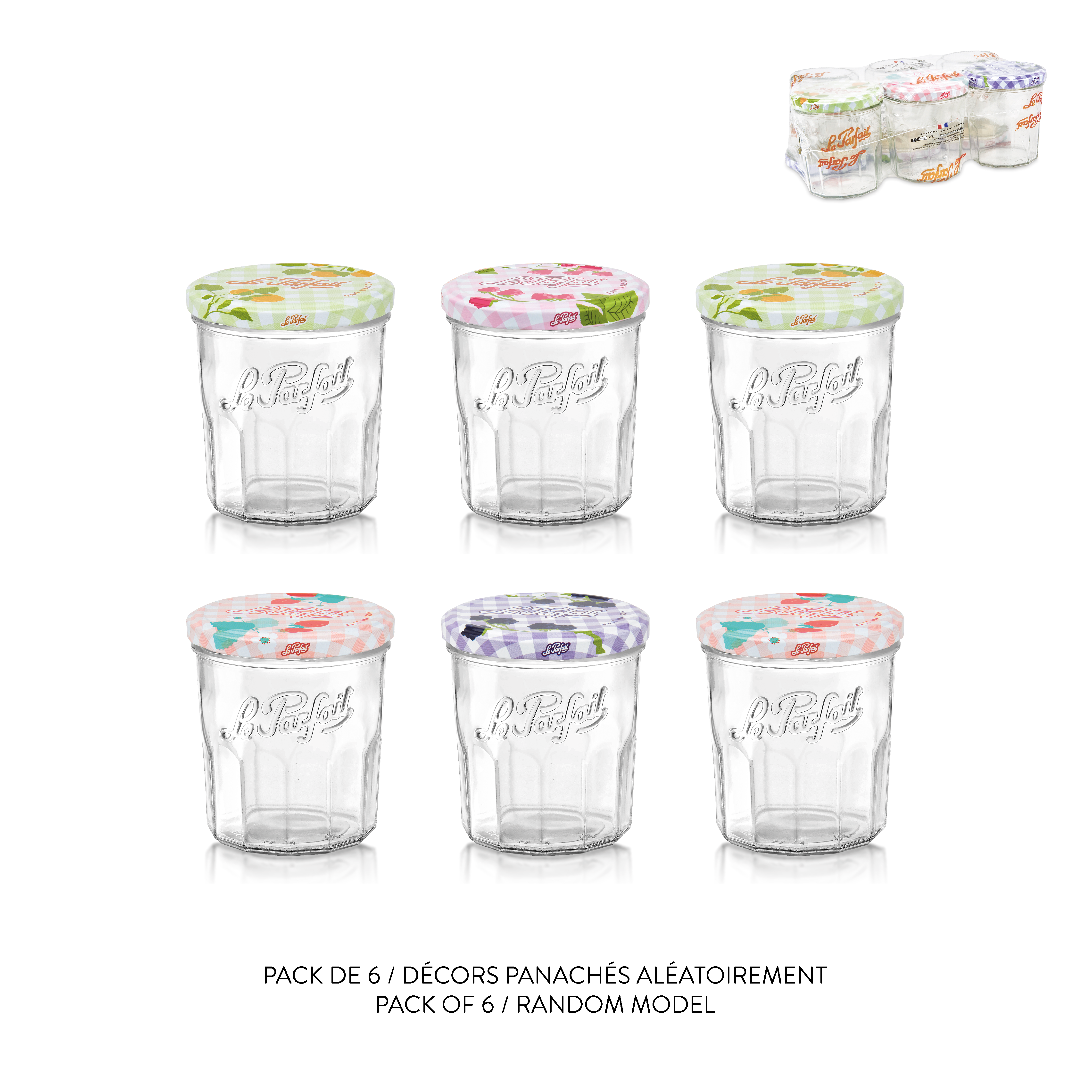 lot-de-6-bocs-confiture-le-parfait-324ml-ou-385ml-avec-couvercles image 1