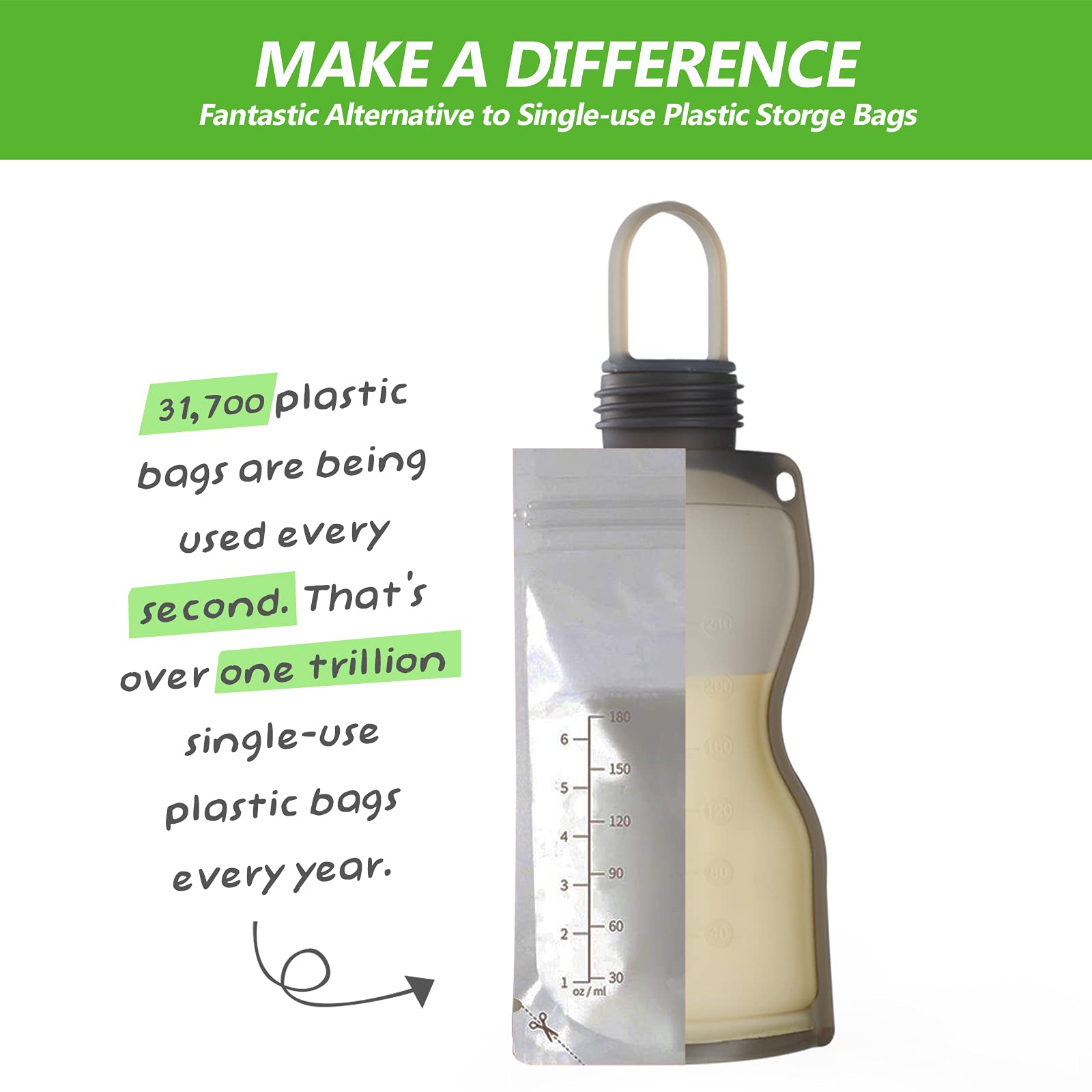 sachets-de-conservation-de-lait-maternel-en-silicone-haakaa-260-ml image 2