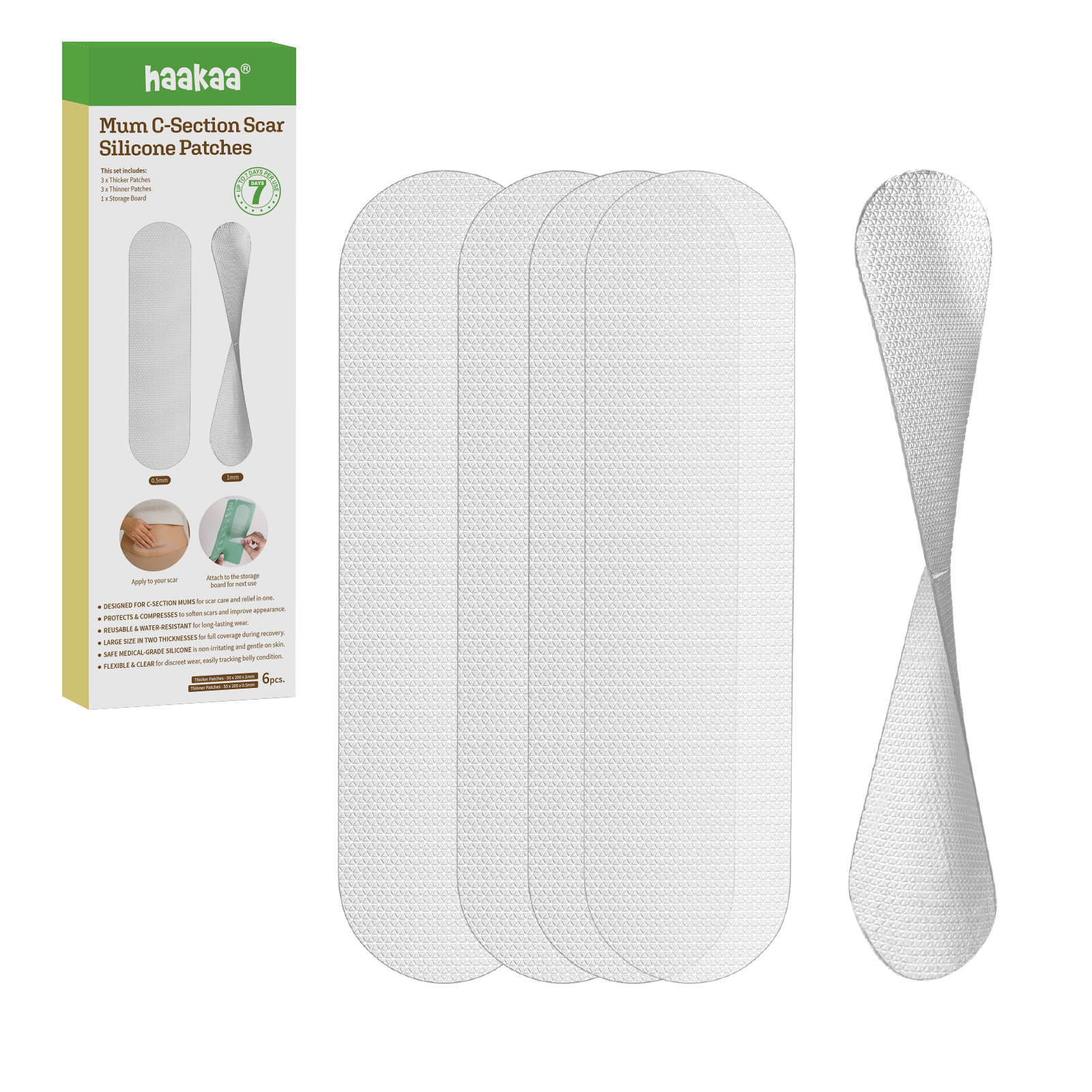 patchs-de-silicone-pour-cicatrice-de-c-sarienne-haakaa-mum-c-section-6-pi-ces image 1
