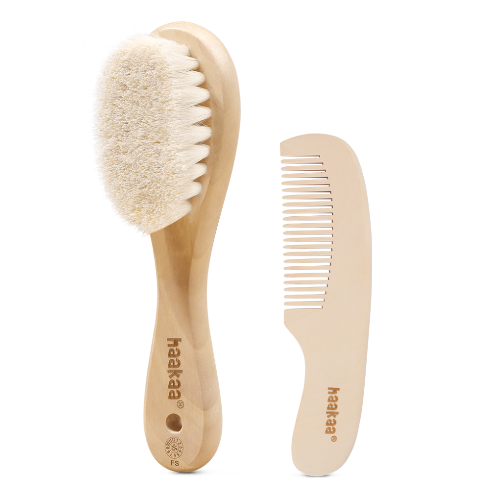 brosse-cheveux-pour-b-b-en-laine-de-mouton-haakaa image 1