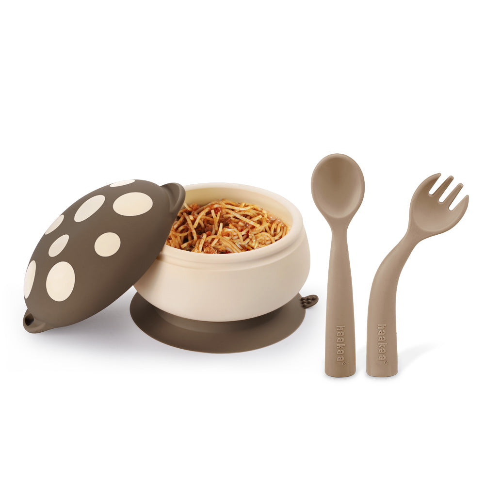 bol-champignon-en-silicone-et-couverts-souples-haakaa image 2