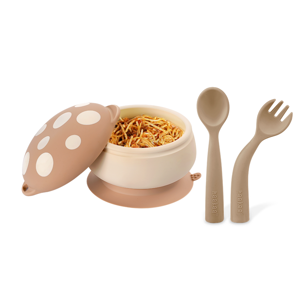 bol-champignon-en-silicone-et-couverts-souples-haakaa image 1