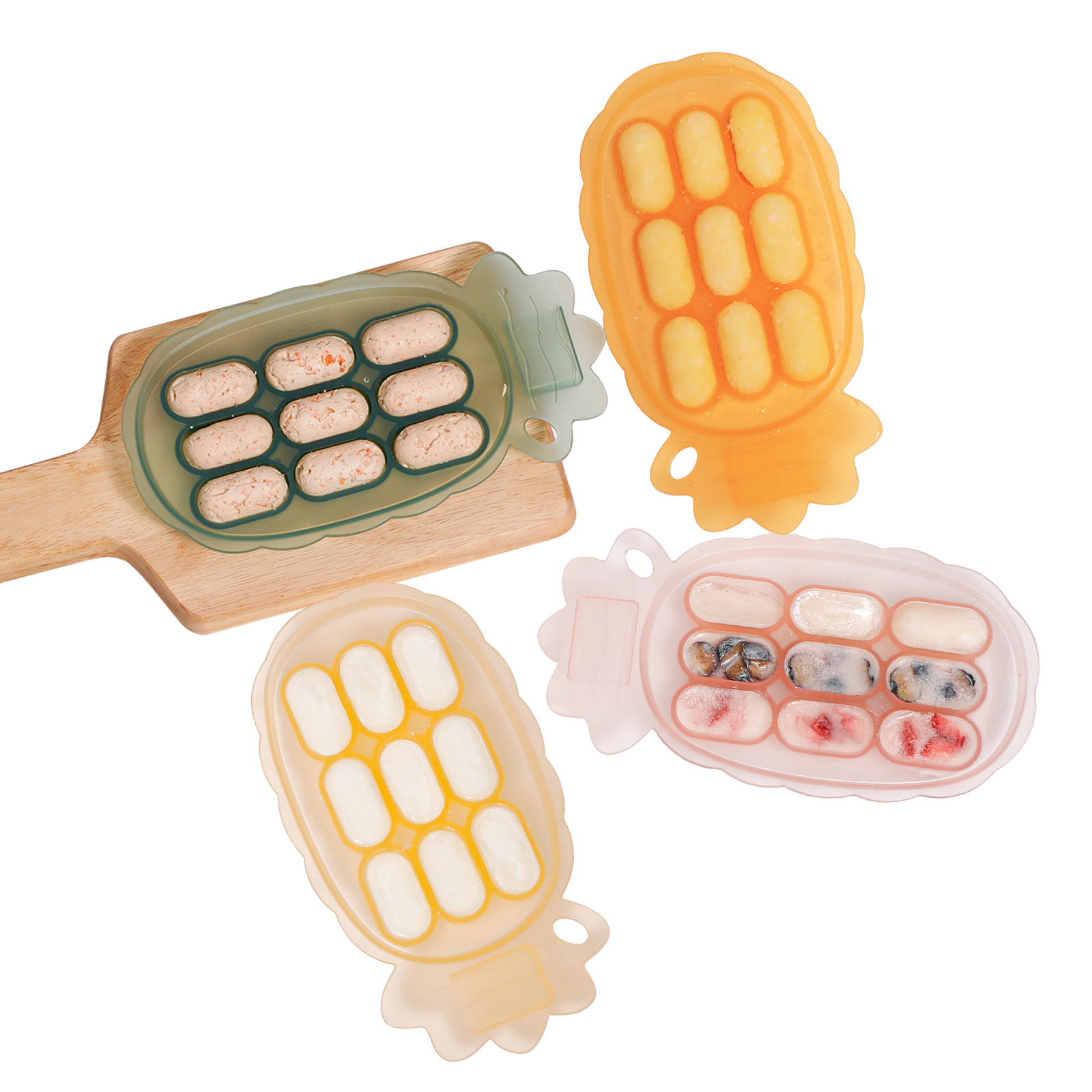 plateau-pur-e-en-silicone-ananas-haakaa-avec-fentes-pour-tiquettes image 1
